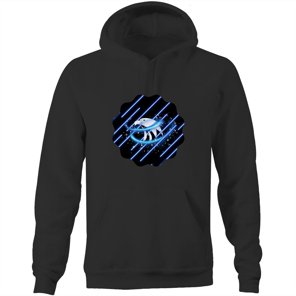 Blue Swirl Eagle AS Colour Stencil - Pocket Hoodie Sweatshirt Ogo Merch