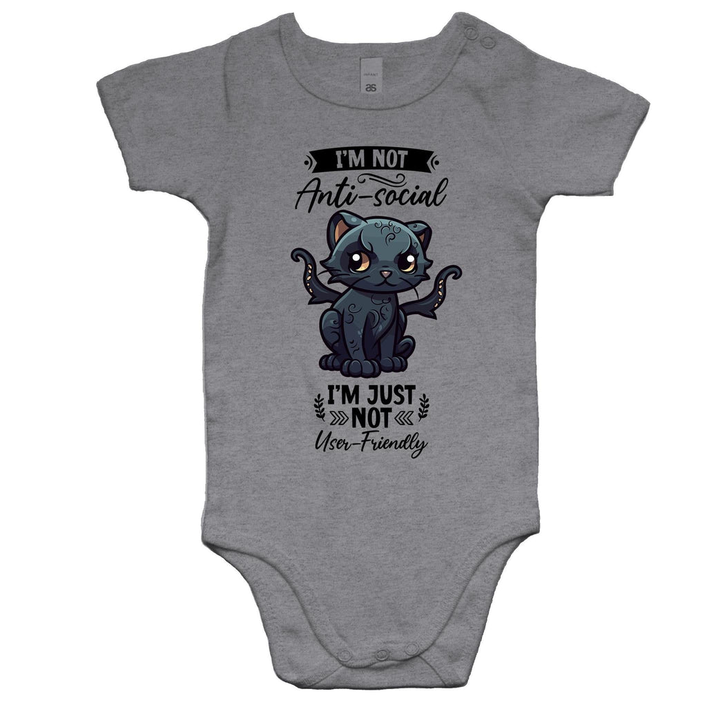 Antisocial Cat Monster AS Colour Mini Me - Baby Onesie Romper Ogo Merch