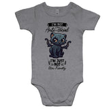 Antisocial Cat Monster AS Colour Mini Me - Baby Onesie Romper Ogo Merch