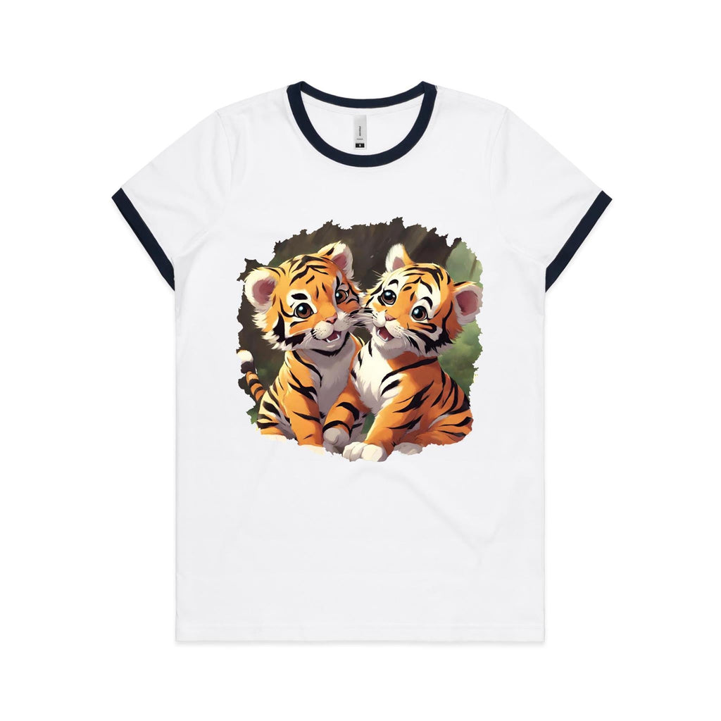 Baby Tigers AS Colour Women's Ringer Tee Ogo Merch