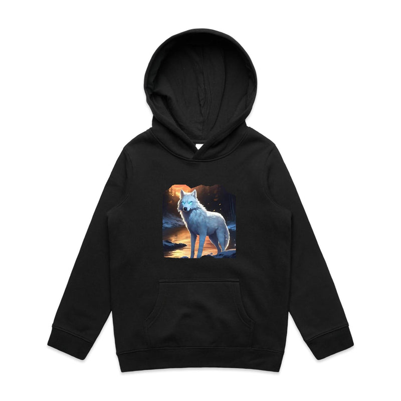 White Wolf AS Colour - Youth Supply Hood Ogo Merch