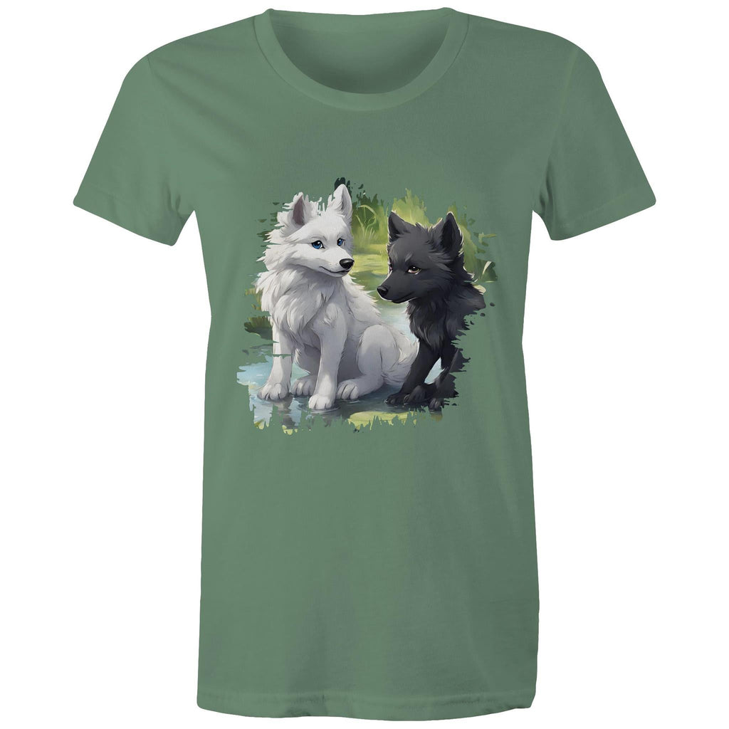 Two Wolves AS Colour - Women's Maple Tee Ogo Merch