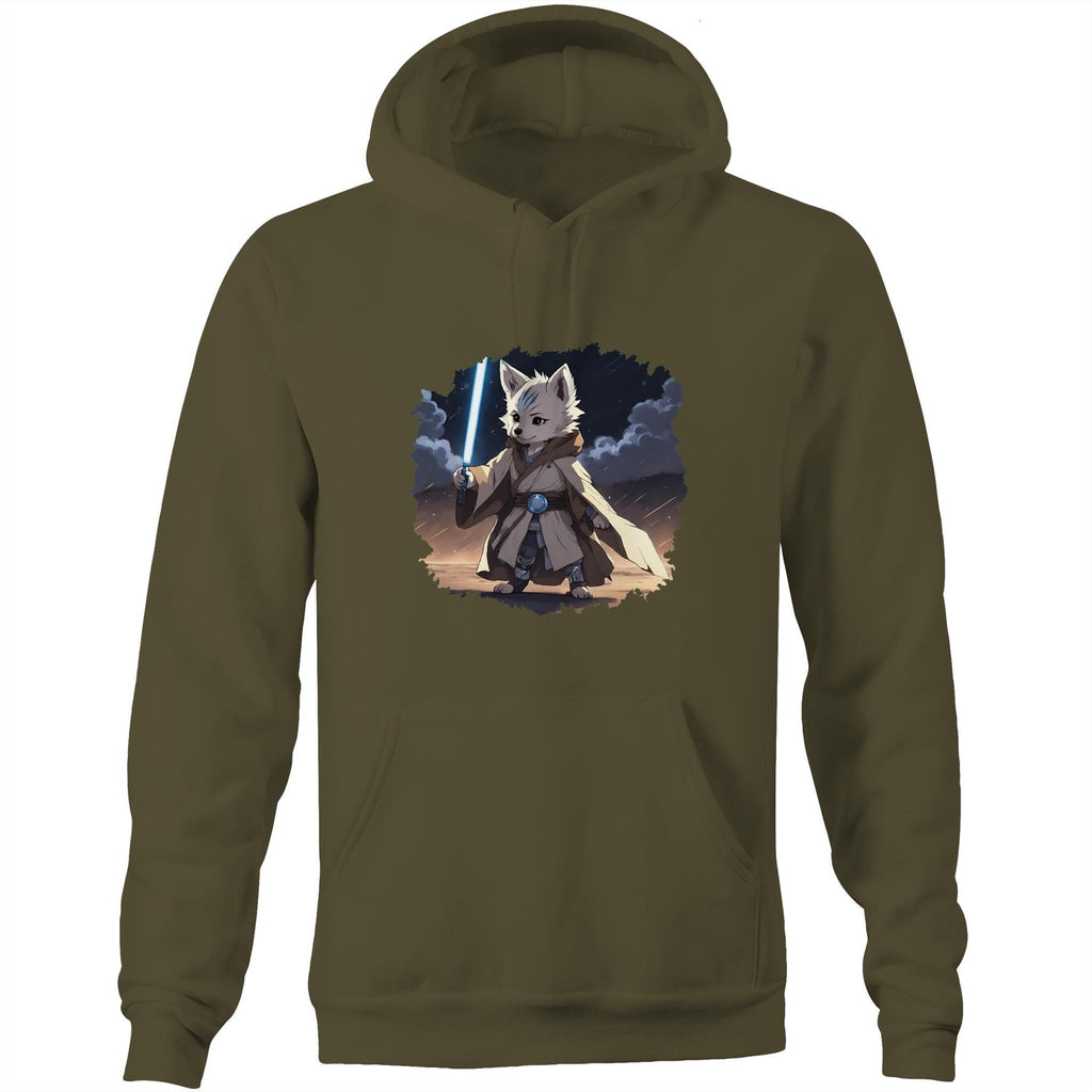 Wolf with Lightsaber AS Colour Stencil Pocket Hoodie Sweatshirt Ogo Merch