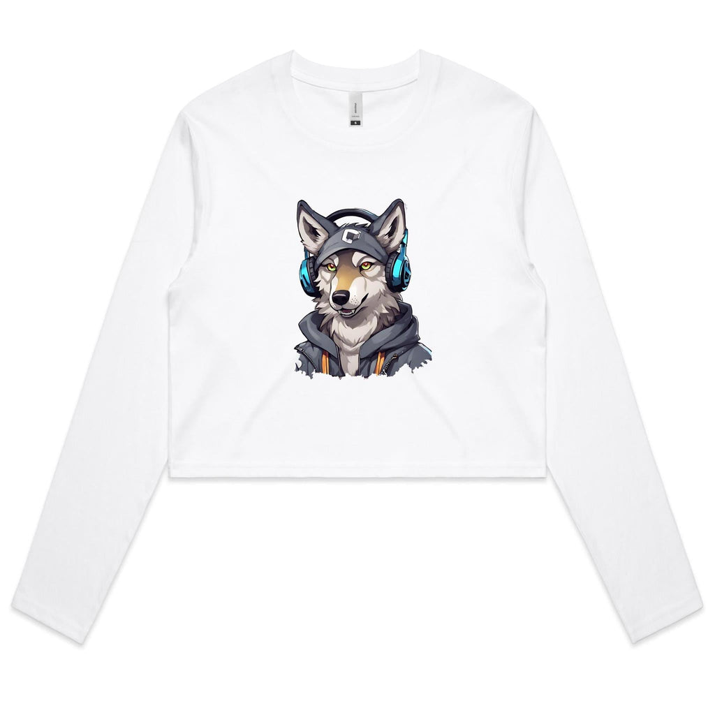 Gaming Wolf AS Colour Women's Long Sleeve Crop Tee Ogo Merch