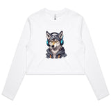 Gaming Wolf AS Colour Women's Long Sleeve Crop Tee Ogo Merch