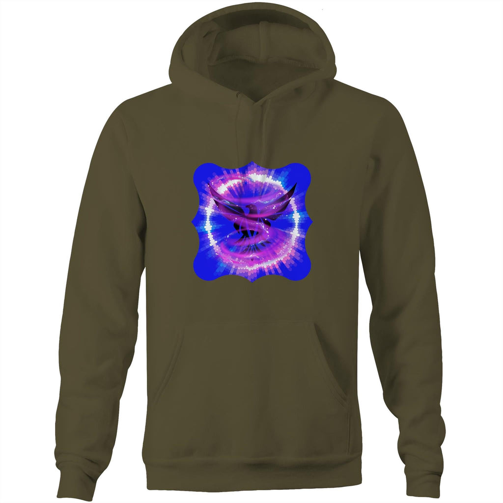 Eagle in Swirl AS Colour Stencil - Pocket Hoodie Sweatshirt Ogo Merch