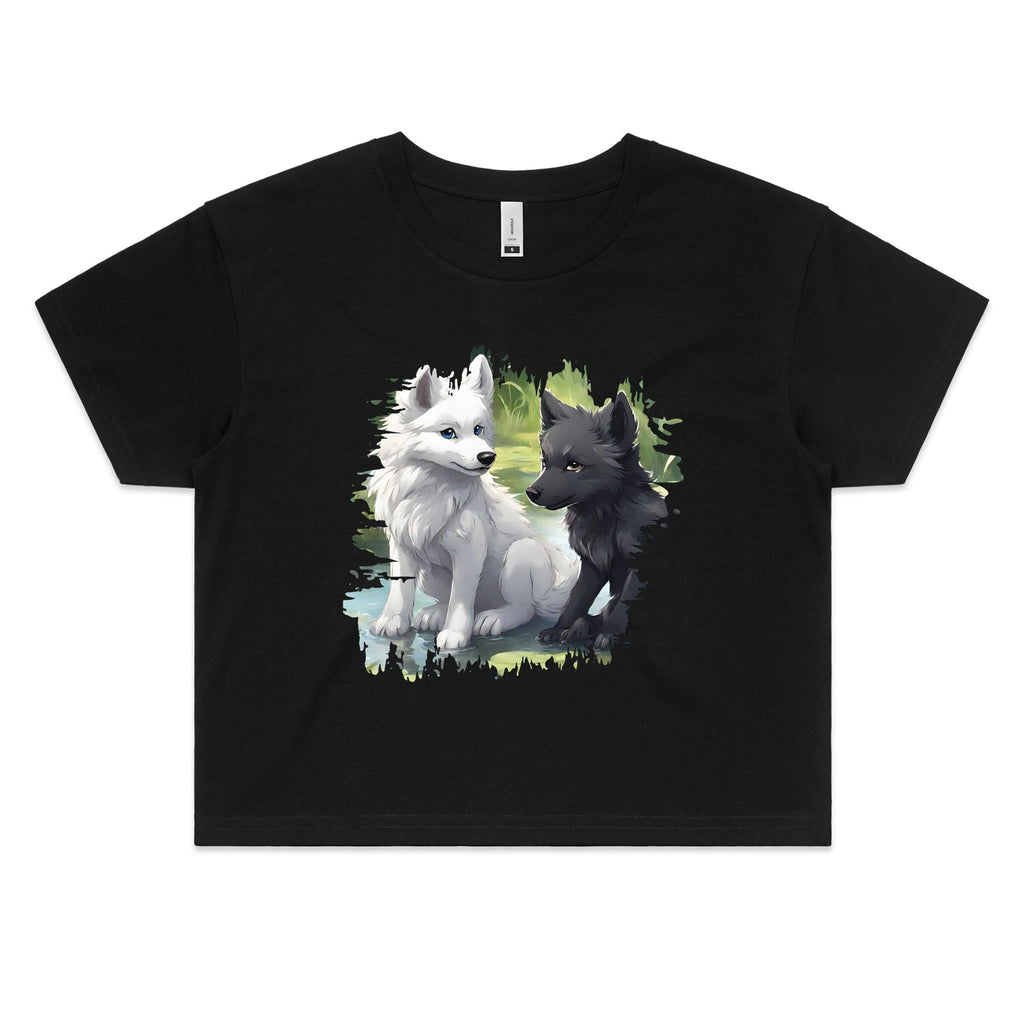 Two Wolves AS Colour - Women's Crop Tee Ogo Merch