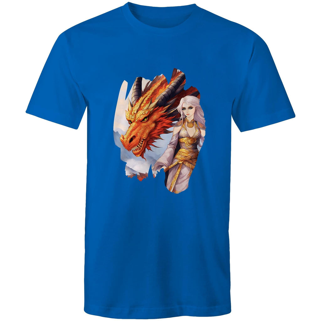 Lady and Pet Dragon AS Colour Staple - Mens T-Shirt Ogo Merch