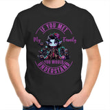 Meet my Family Angry Girl AS Colour Kids Youth T-Shirt Ogo Merch