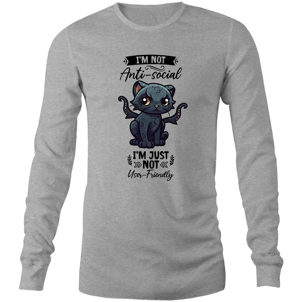 Antisocial Cat Monster AS Colour Base - Mens Long Sleeve T-Shirt Ogo Merch