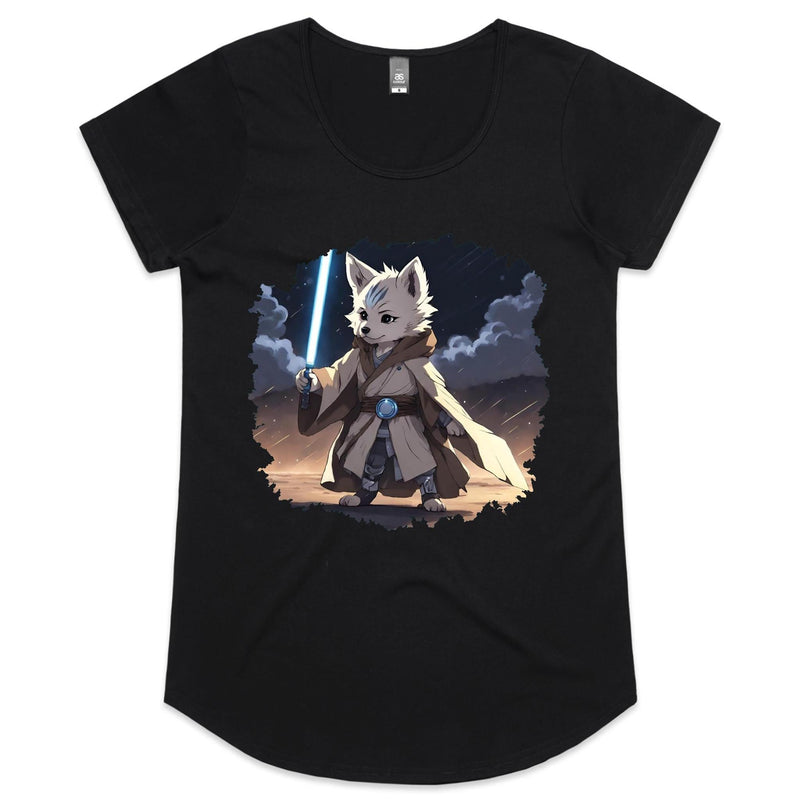 Wolf with Lightsaber AS Colour Mali Womens Scoop Neck Tshirt Ogo Merch