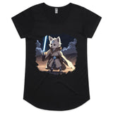Wolf with Lightsaber AS Colour Mali Womens Scoop Neck Tshirt Ogo Merch
