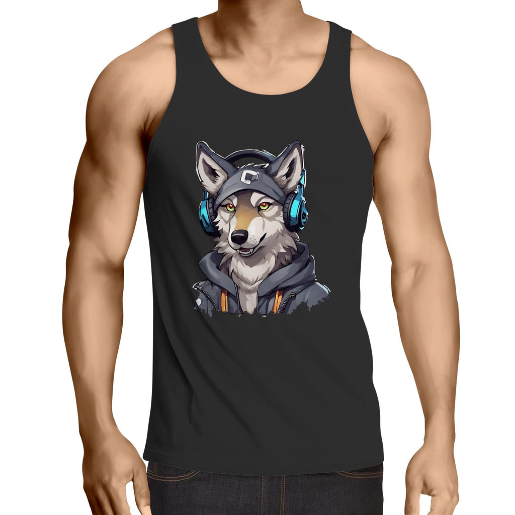 Gaming Wolf AS Colour Lowdown Mens Singlet Top Ogo Merch