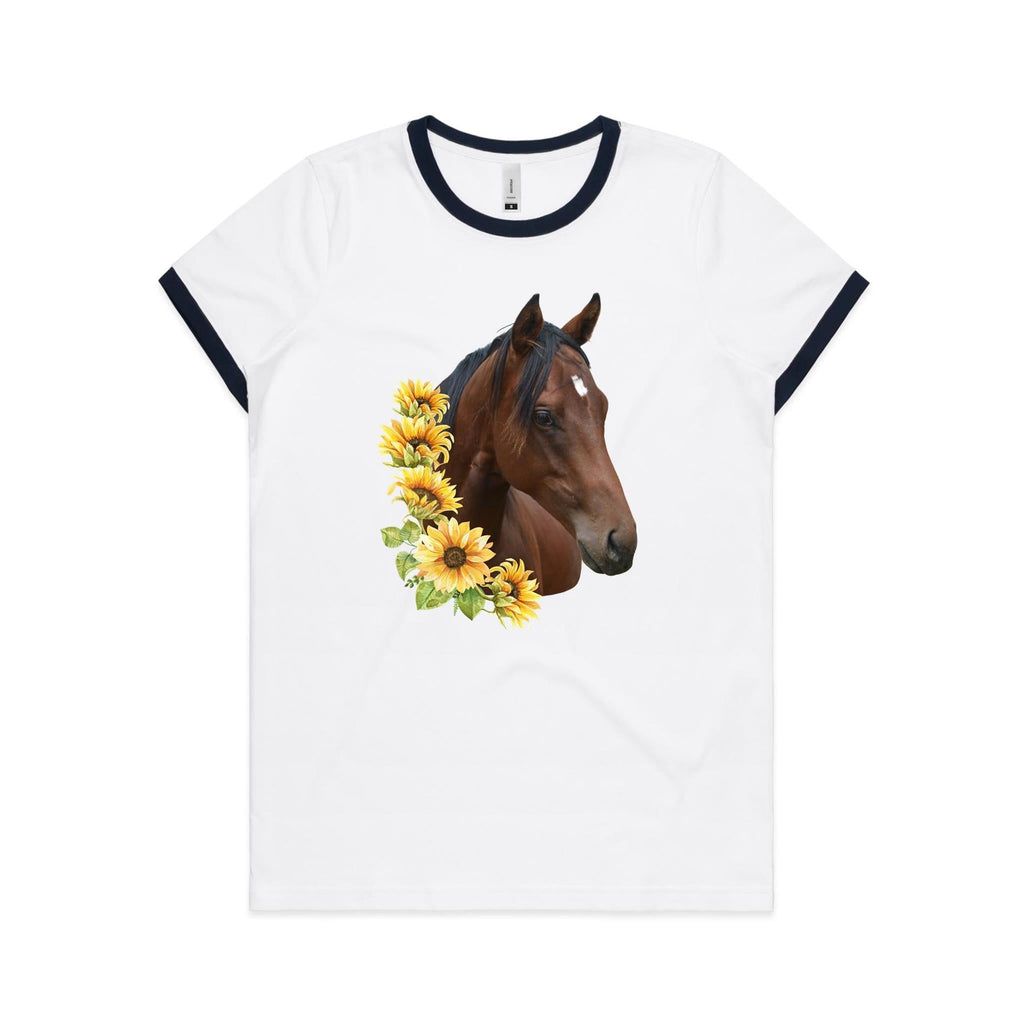 Sunflower Horse AS Colour Women's Ringer Tee Ogo Merch