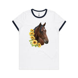 Sunflower Horse AS Colour Women's Ringer Tee Ogo Merch