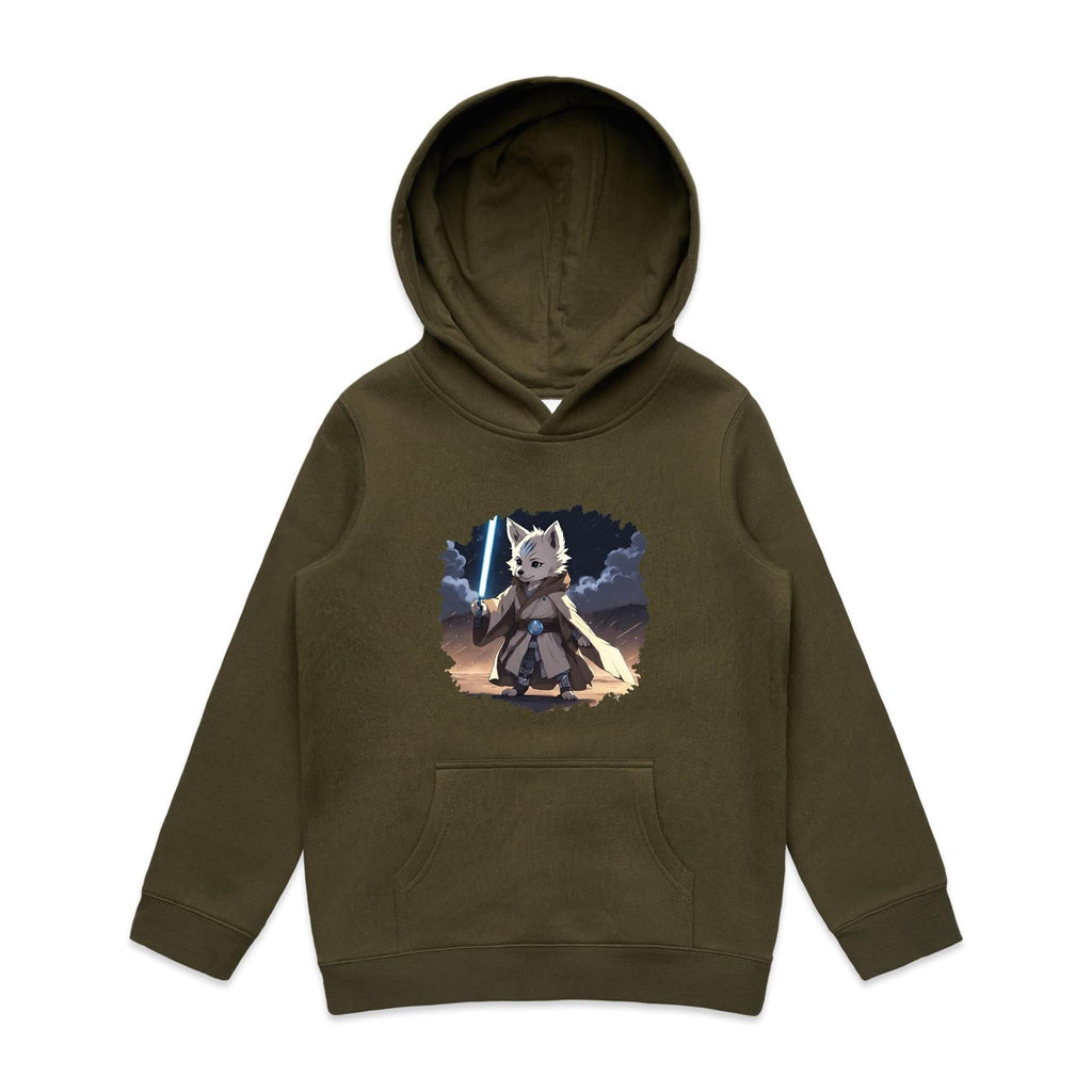 Wolf with Lightsaber AS Colour Youth Supply Hood Ogo Merch