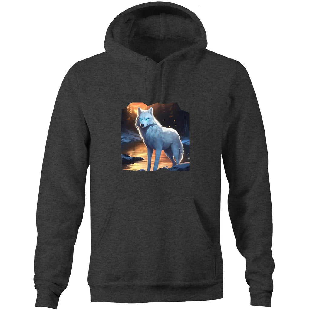 White Wolf AS Colour Stencil - Pocket Hoodie Sweatshirt Ogo Merch