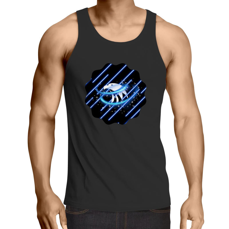 Blue Swirl Eagle AS Colour Lowdown - Mens Singlet Top Ogo Merch