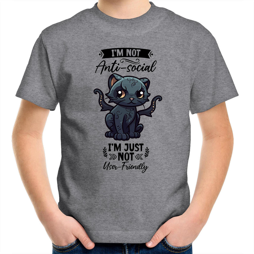 Antisocial Cat Monster AS Colour Kids Youth T-Shirt Ogo Merch