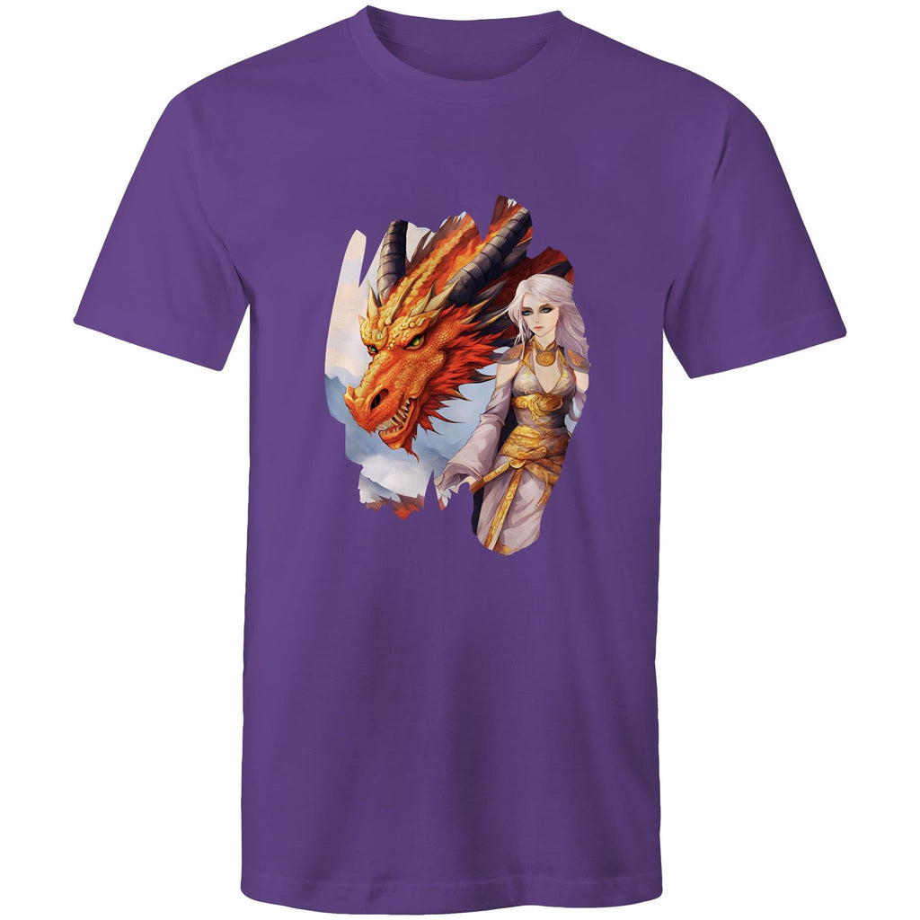 Lady and Pet Dragon AS Colour Staple - Mens T-Shirt Ogo Merch