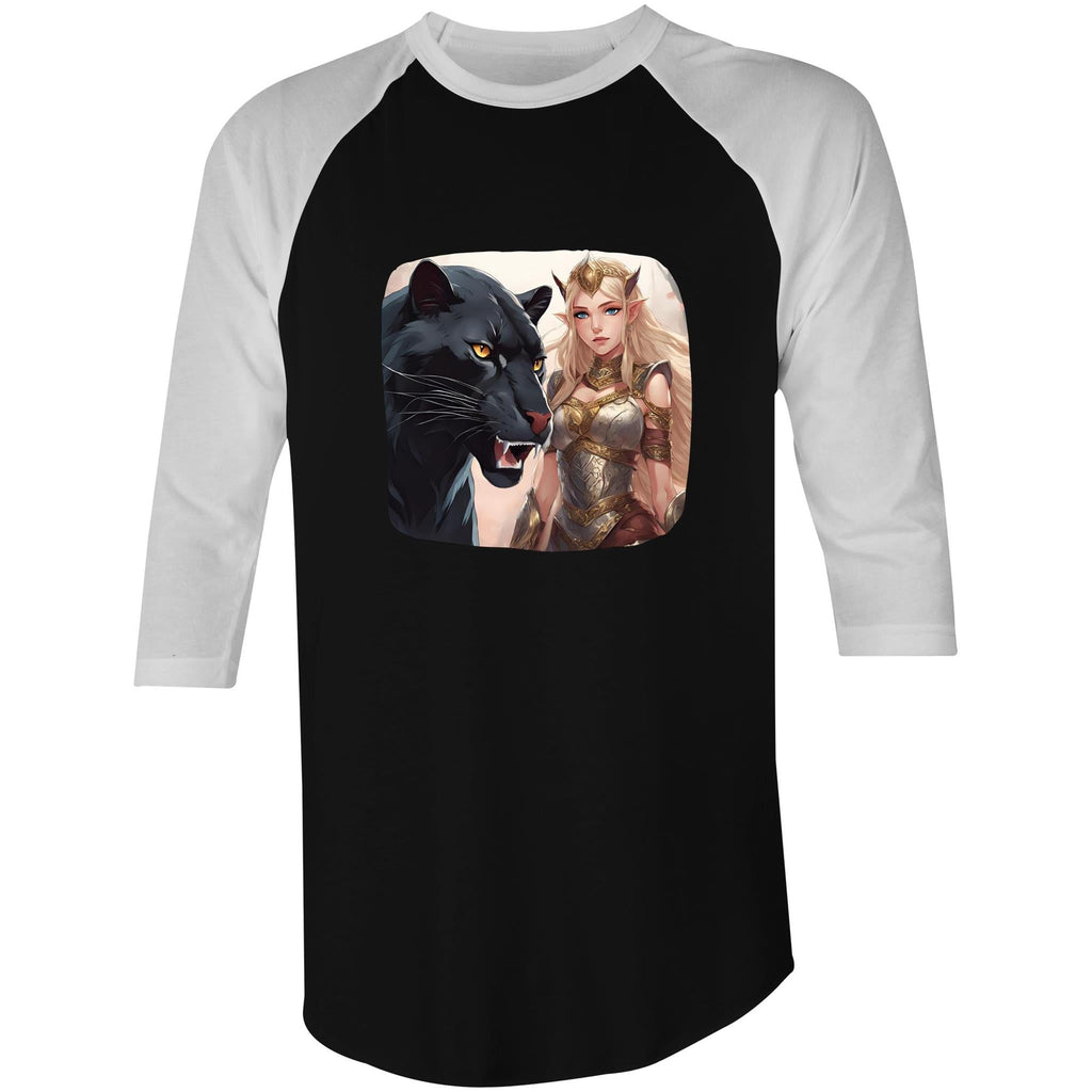 Panther and Elf Raglan - 3/4 Sleeve T-Shirt Ogo Merch