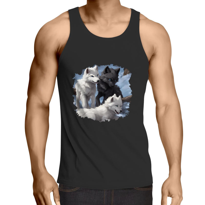 Three Wolves AS Colour Lowdown - Mens Singlet Top Ogo Merch