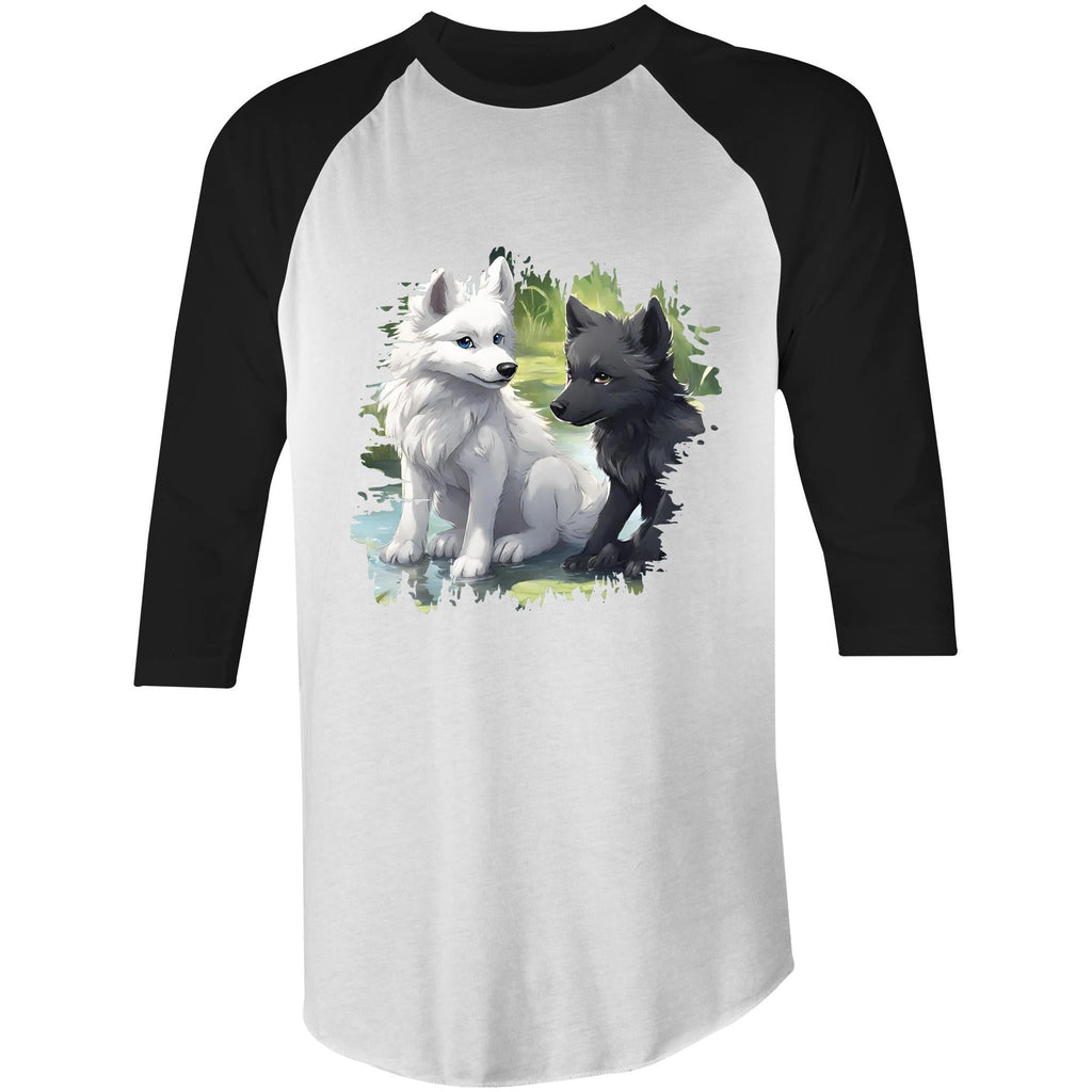 Two Wolves AS Colour Raglan 3/4 Sleeve TShirt Ogo Merch