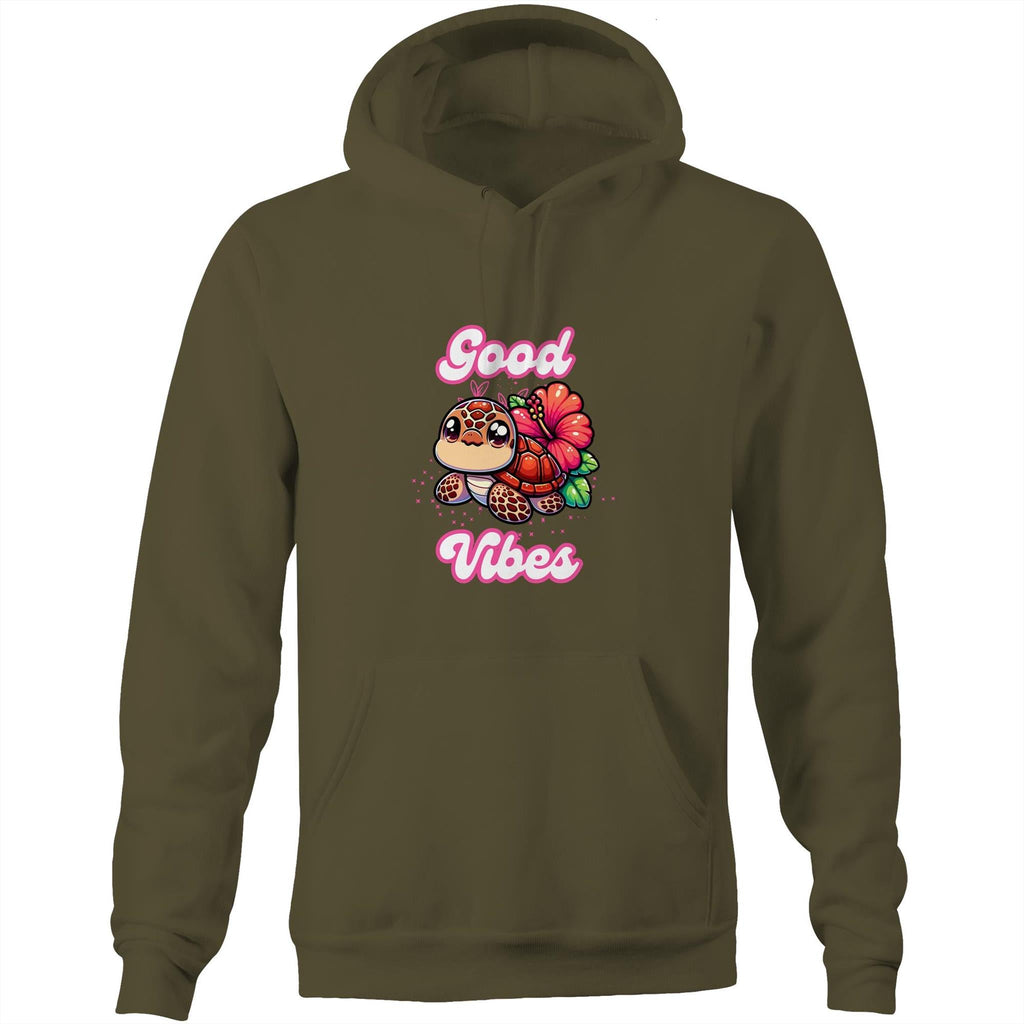 Good Vibes Turtle AS Colour Stencil - Pocket Hoodie Sweatshirt Ogo Merch