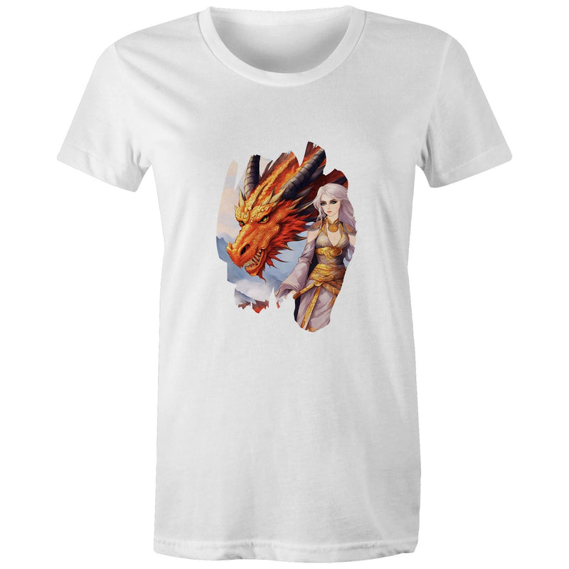 Lady and Pet Dragon AS Colour - Women's Maple Tee Ogo Merch