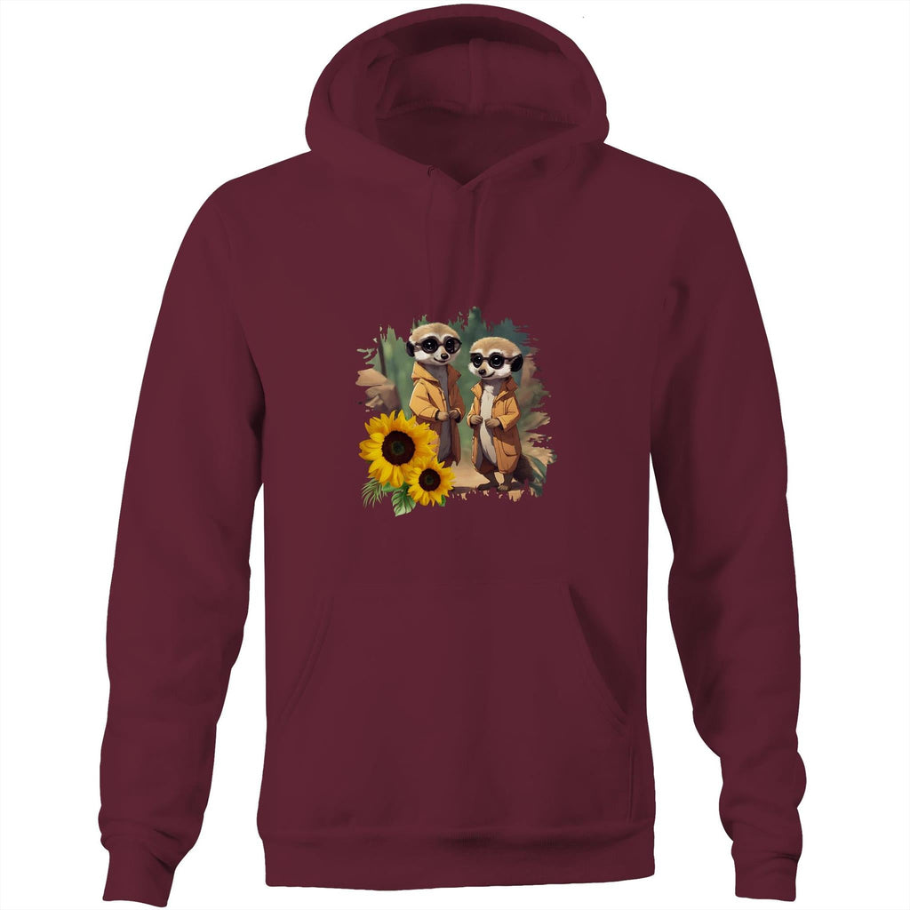 Sunflower Meerkats AS Colour Stencil - Pocket Hoodie Sweatshirt Ogo Merch