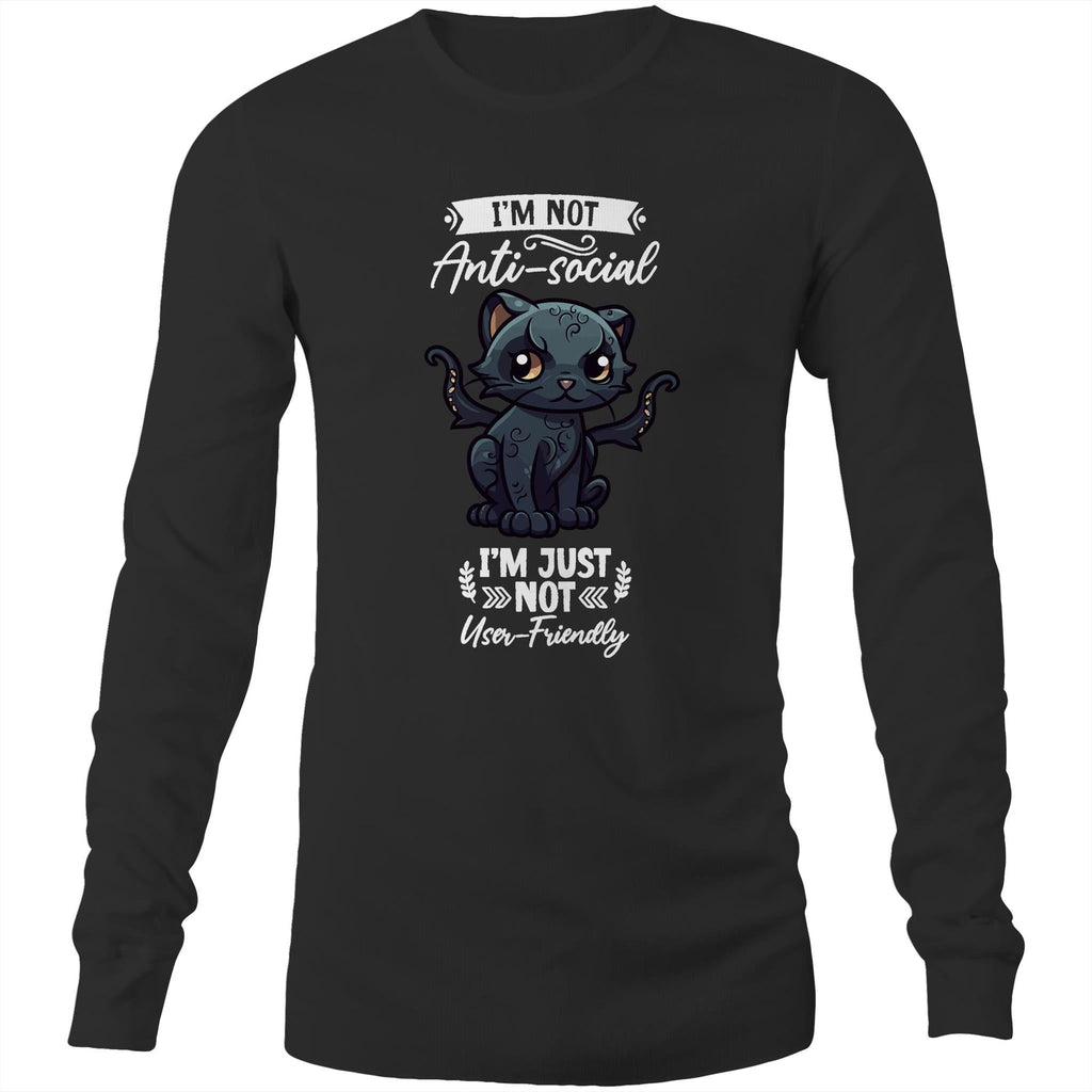 Antisocial Cat Monster AS Colour Base - Mens Long Sleeve T-Shirt Ogo Merch