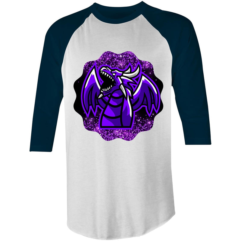 Shining Purple Dragon AS Colour Raglan 3/4 Sleeve TShirt Ogo Merch
