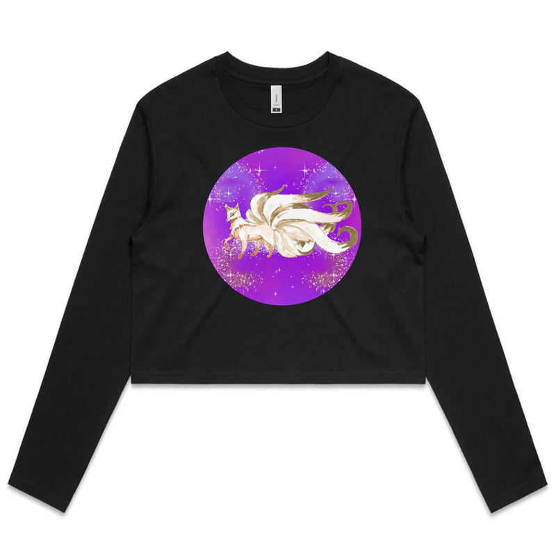 Shining Nine Tailed Fox Women's Long Sleeve Crop Tee Ogo Merch