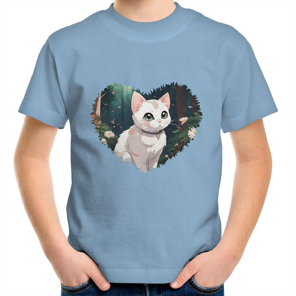 Cat in Heart AS Colour Kids Youth T-Shirt Ogo Merch