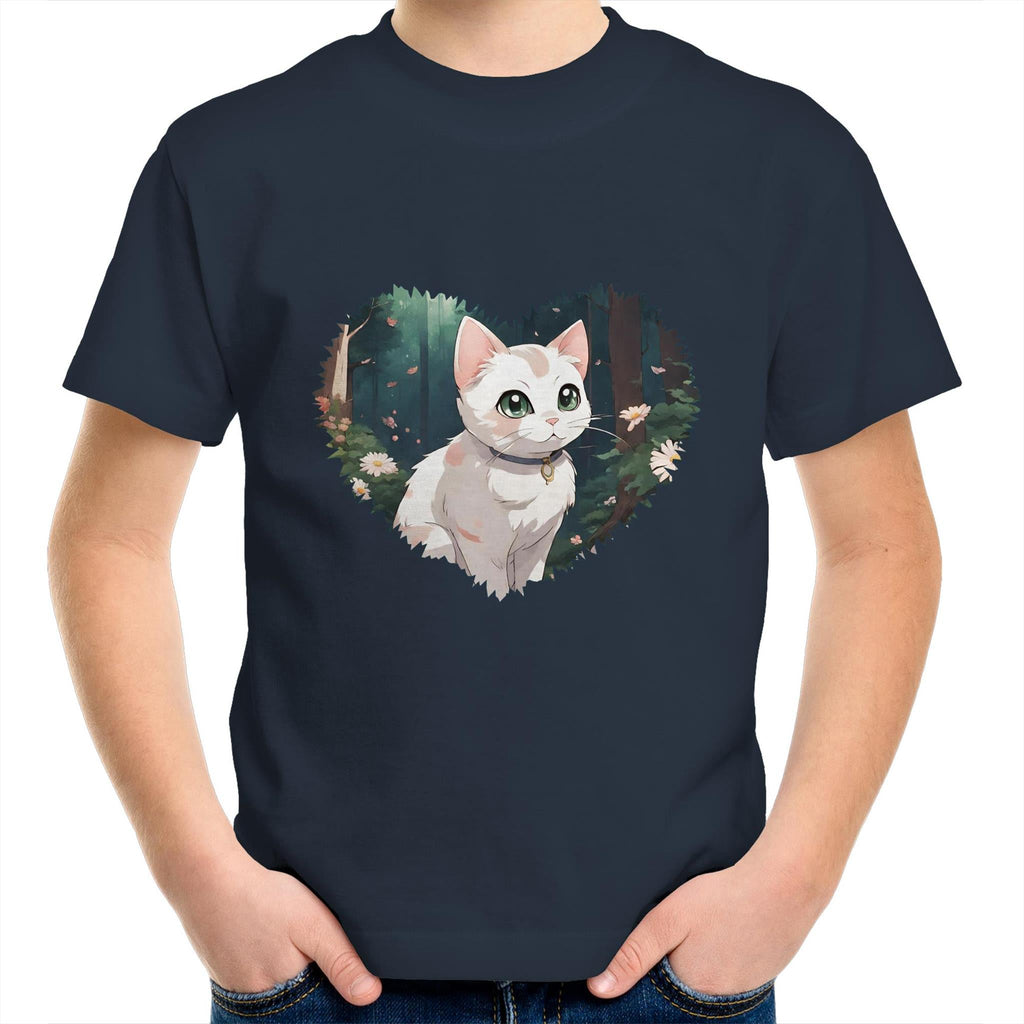 Cat in Heart AS Colour Kids Youth T-Shirt Ogo Merch