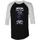 Antisocial Cat Monster AS Colour Raglan - 3/4 Sleeve T-Shirt Ogo Merch