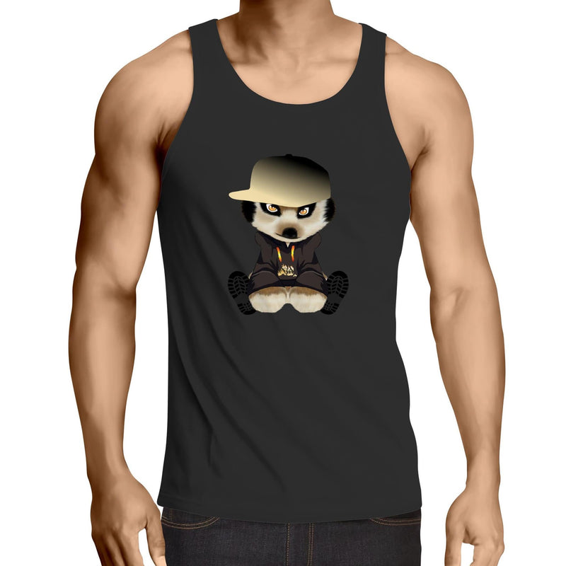 Meerkat in Cap AS Colour Lowdown - Mens Singlet Top Ogo Merch