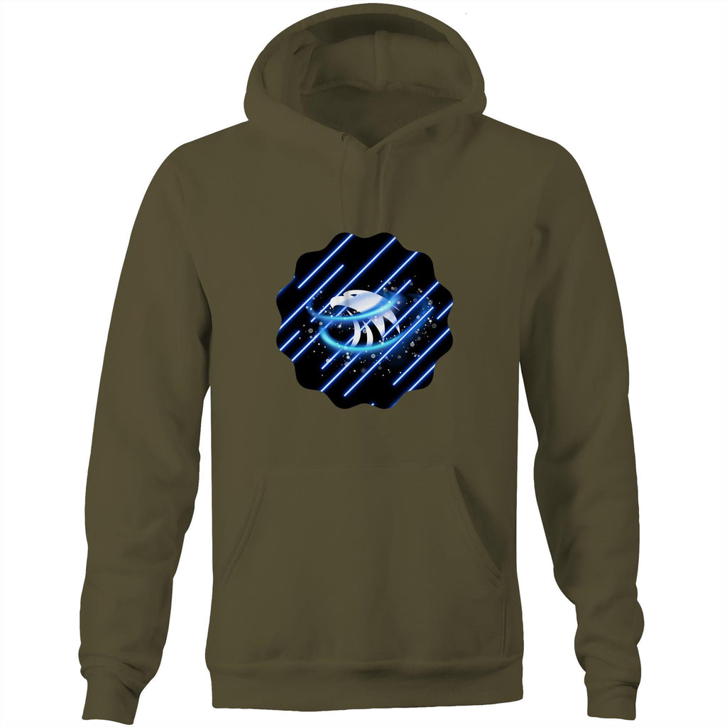 Blue Swirl Eagle AS Colour Stencil - Pocket Hoodie Sweatshirt Ogo Merch
