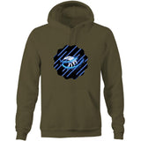 Blue Swirl Eagle AS Colour Stencil - Pocket Hoodie Sweatshirt Ogo Merch