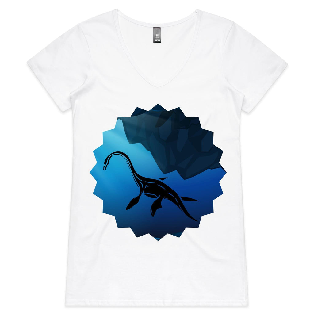 Plesiosaur AS Colour Bevel Womens VNeck TShirt Ogo Merch