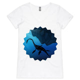 Plesiosaur AS Colour Bevel Womens VNeck TShirt Ogo Merch