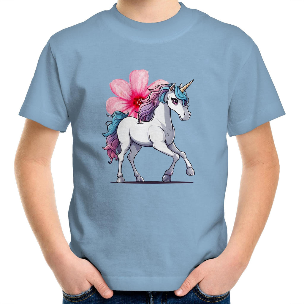Unicorn and Flower AS Colour Kids Youth T-Shirt Ogo Merch