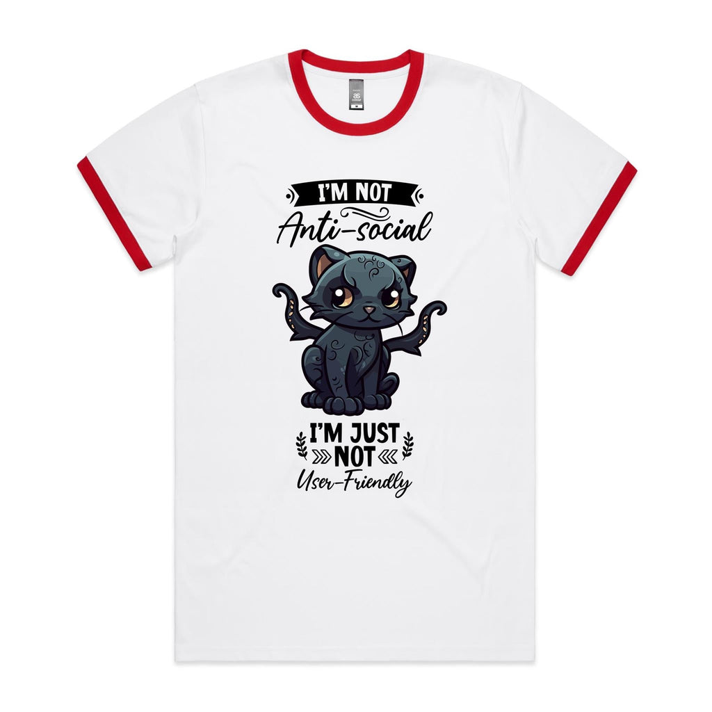 Antisocial Cat Monster AS Colour Staple Ringer Tee Ogo Merch