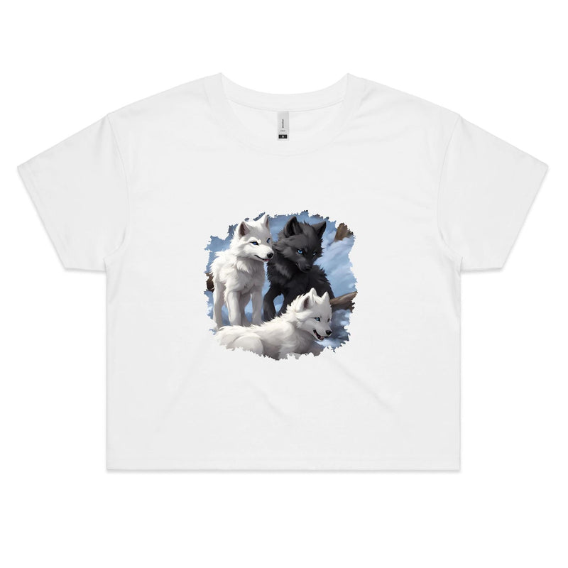 Three Wolves AS Colour - Women's Crop Tee Ogo Merch