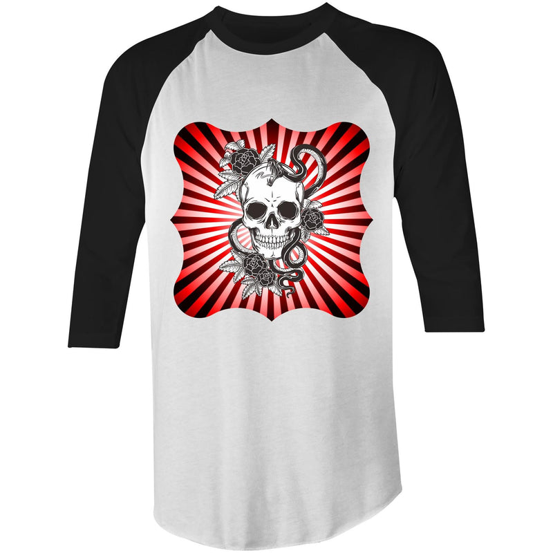 Snake and Skull AS Colour Raglan 3/4 Sleeve TShirt Ogo Merch