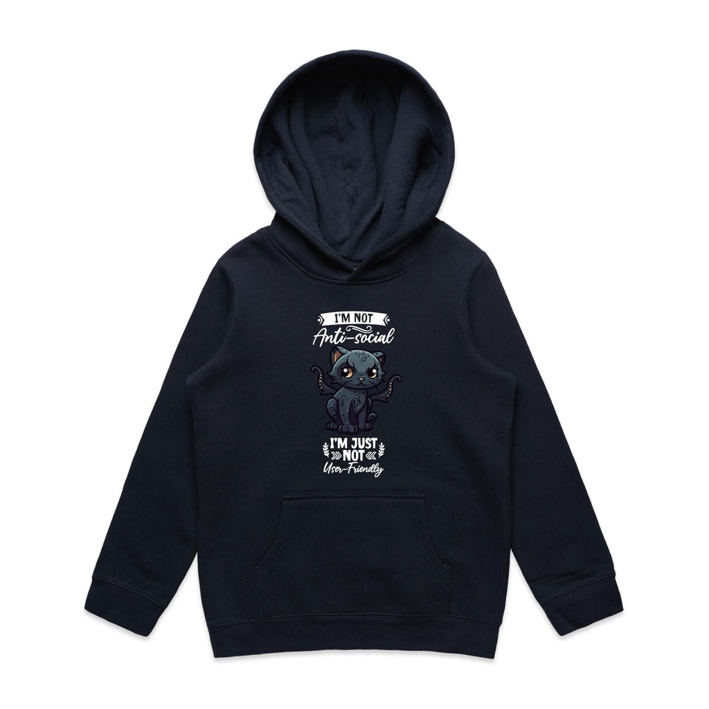 Antisocial Cat Monster AS Colour - Youth Supply Hood Ogo Merch