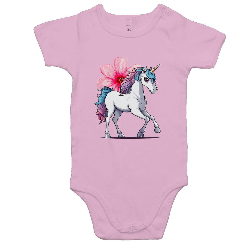 Unicorn and Flower AS Colour Mini Me - Baby Onesie Romper Ogo Merch