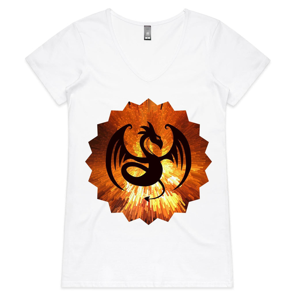 Volcanic Dragon AS Colour Bevel Womens VNeck TShirt Ogo Merch