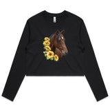 Sunflower Horse AS Colour - Women's Long Sleeve Crop Tee Ogo Merch