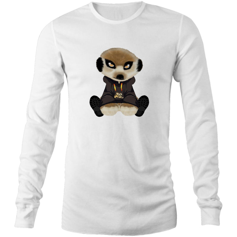 Meerkat in Hoodie AS Colour Base - Mens Long Sleeve T-Shirt Ogo Merch